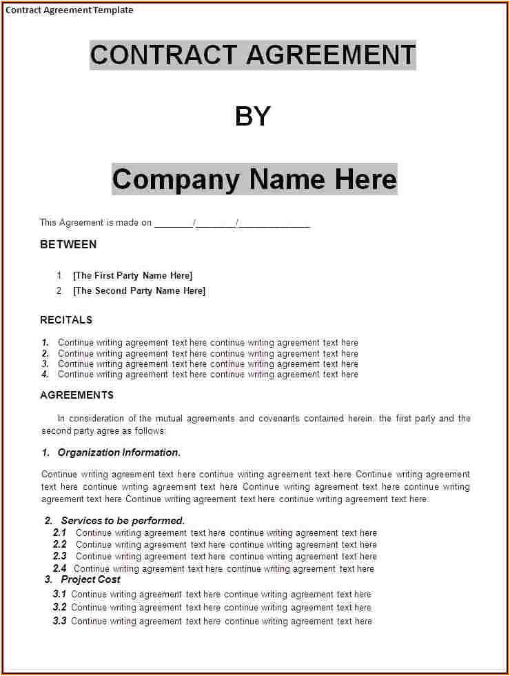 Business Contract Agreement Template Agreement Between Two Companies for Services Basic