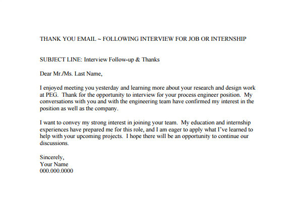 thank you email after interviews