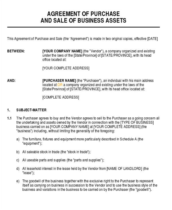 business agreement form