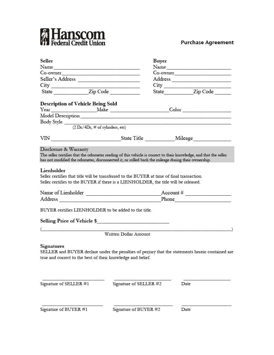 vehicle purchase agreement