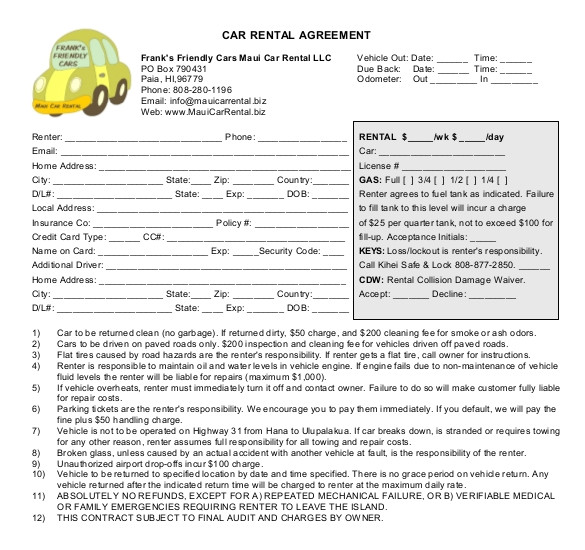 car rental agreement