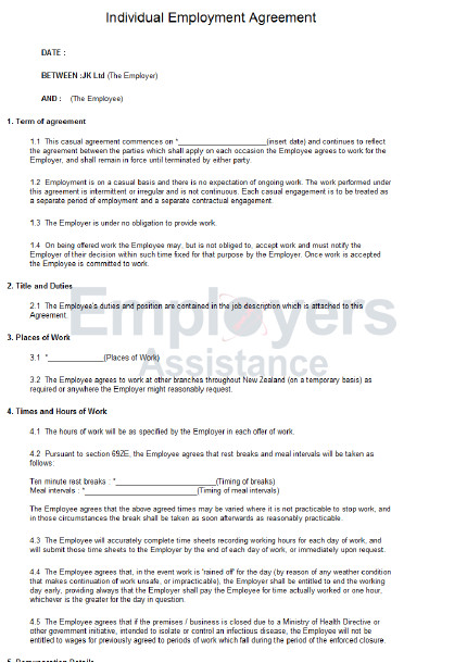 casual employment contract product