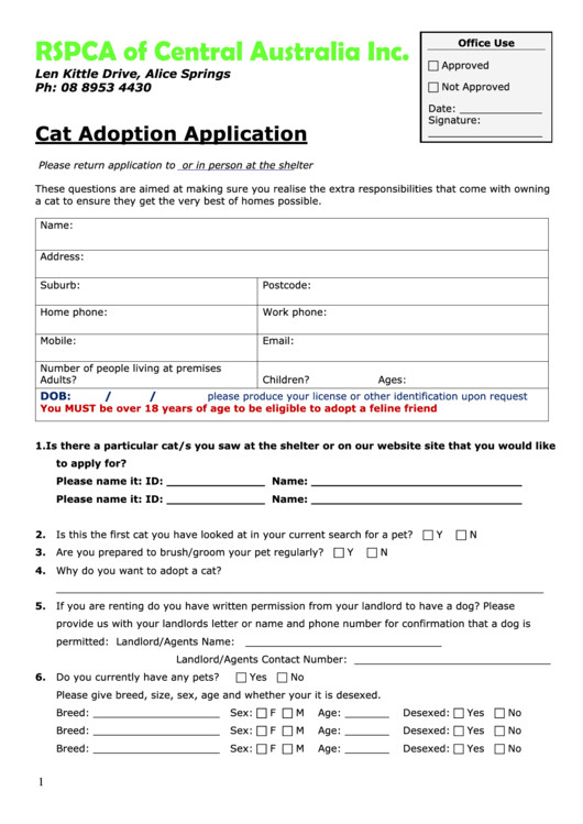 4566 pet adoption form