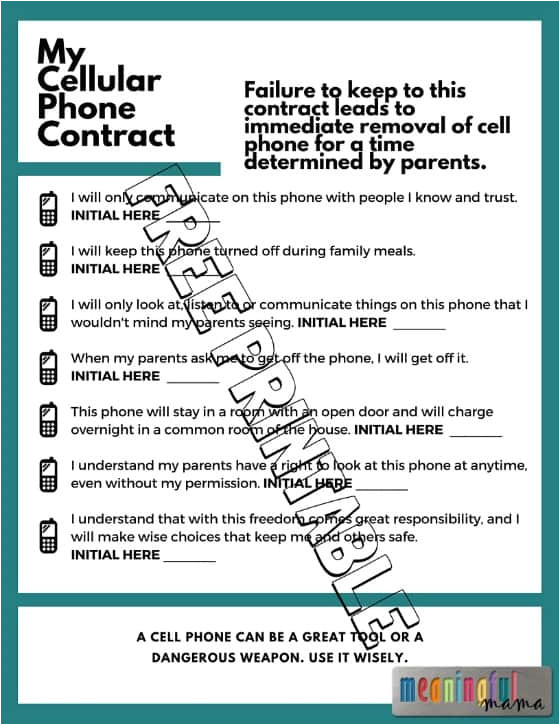 cell phone contract for kids
