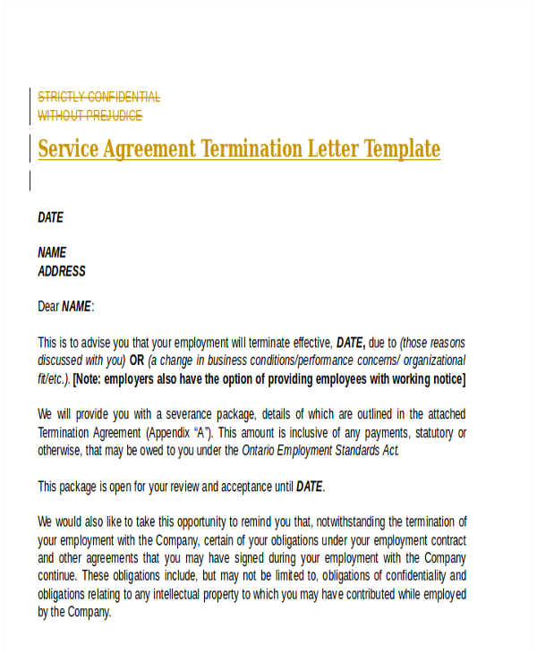 termination letter format template
