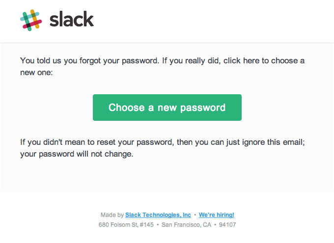 password reset slack