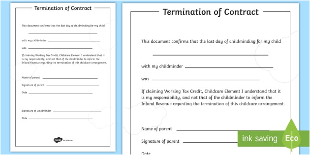 t c 1135 termination of childminding contract template
