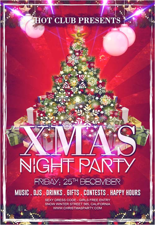 free xmas party psd flyer template