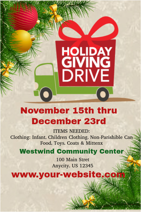 Christmas Food Drive Flyer Template Holiday Giving Drive Template Postermywall