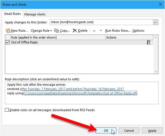 create an out of office autoreply in outlook