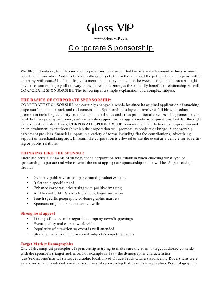basics of corporate sponsorship