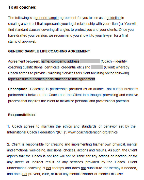 coaching contract template