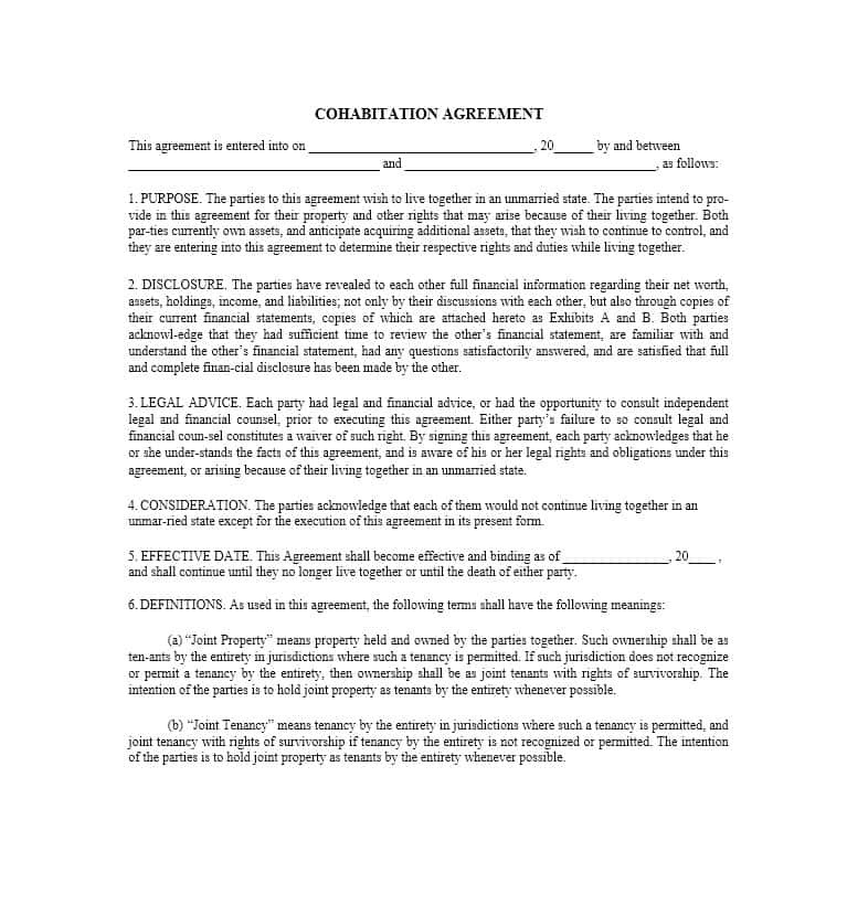 cohabitation agreement