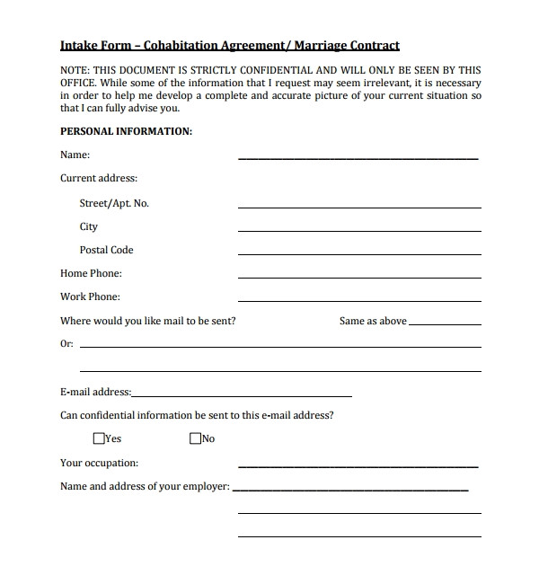 cohabitation agreement template