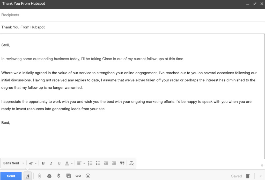 cold email template and examples