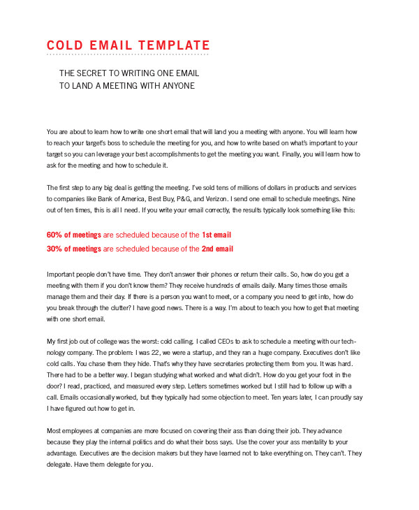 Cold Email Template for Job Cold Email Template 5 Free Pdf Documents Download Free