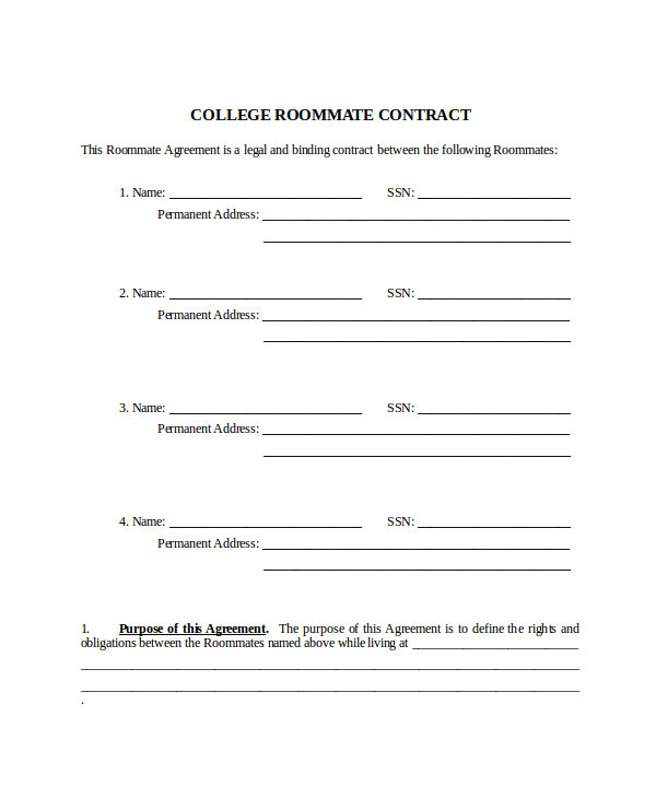 roommate contract templates