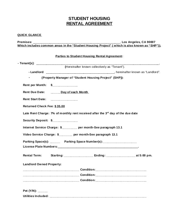 College Student Living at Home Contract Template Sample House Rental Agreement 19 Examples In Pdf Word