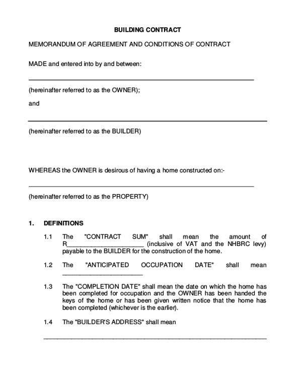 commercial building contract template nsw