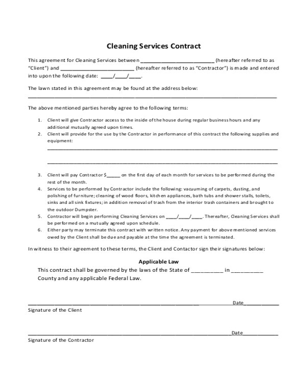 cleaning contract agreement