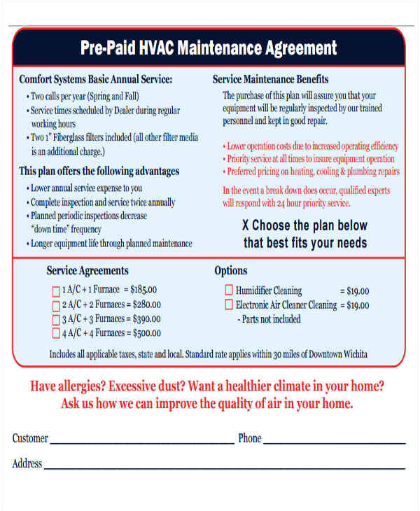Commercial Hvac Maintenance Contract Template 12 Maintenance Agreement Free Word Pdf format Download