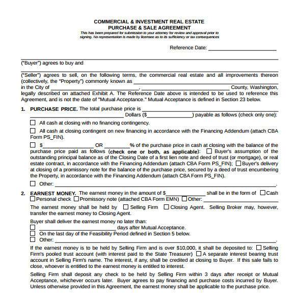 sample real estate purchase agreement template
