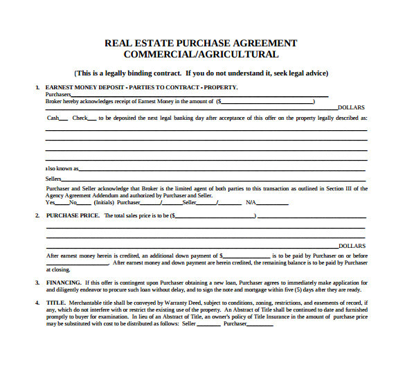 Commercial Real Estate Purchase Contract Template Sample Home Purchase Agreement 6 Documents In Pdf Word