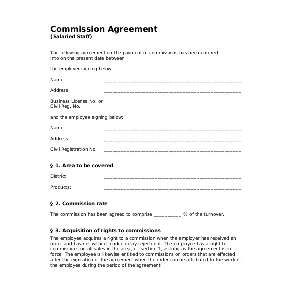 Commision Contract Template 12 Commission Agreement Templates Word Pdf Pages