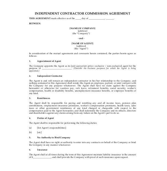 sample commission agreement