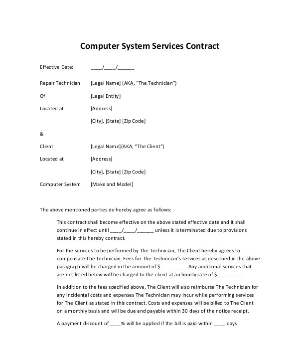 computer service agreement