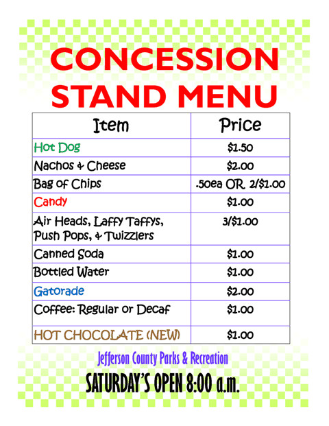 concession stand menu template