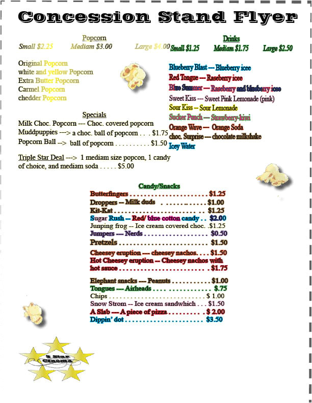 Concession Stand Flyer Template Zach 39 S Desktop Publishing Conession Stand Flyer