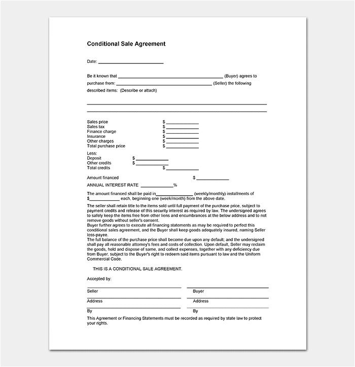 conditional sale agreement
