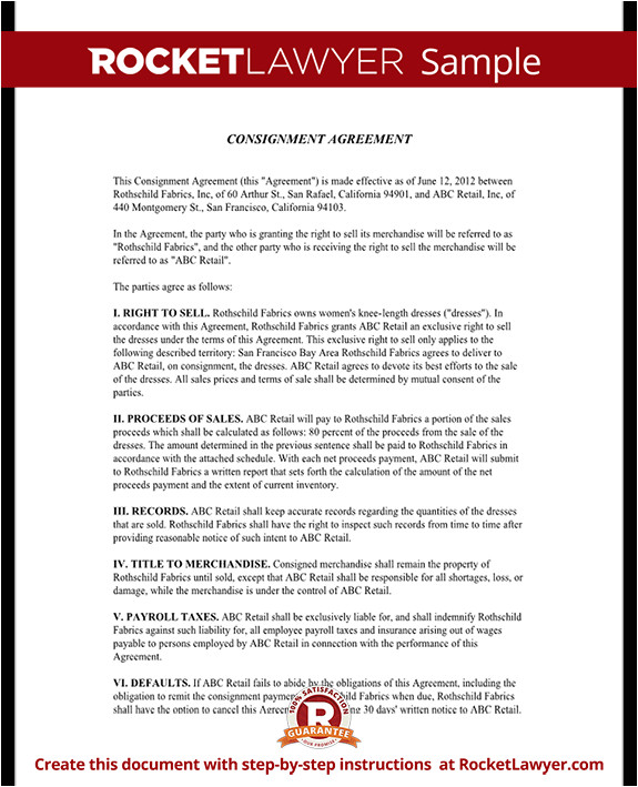 consignment agreement rl