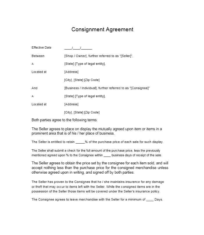 consignment agreement