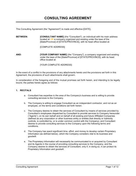 business consulting agreement template free