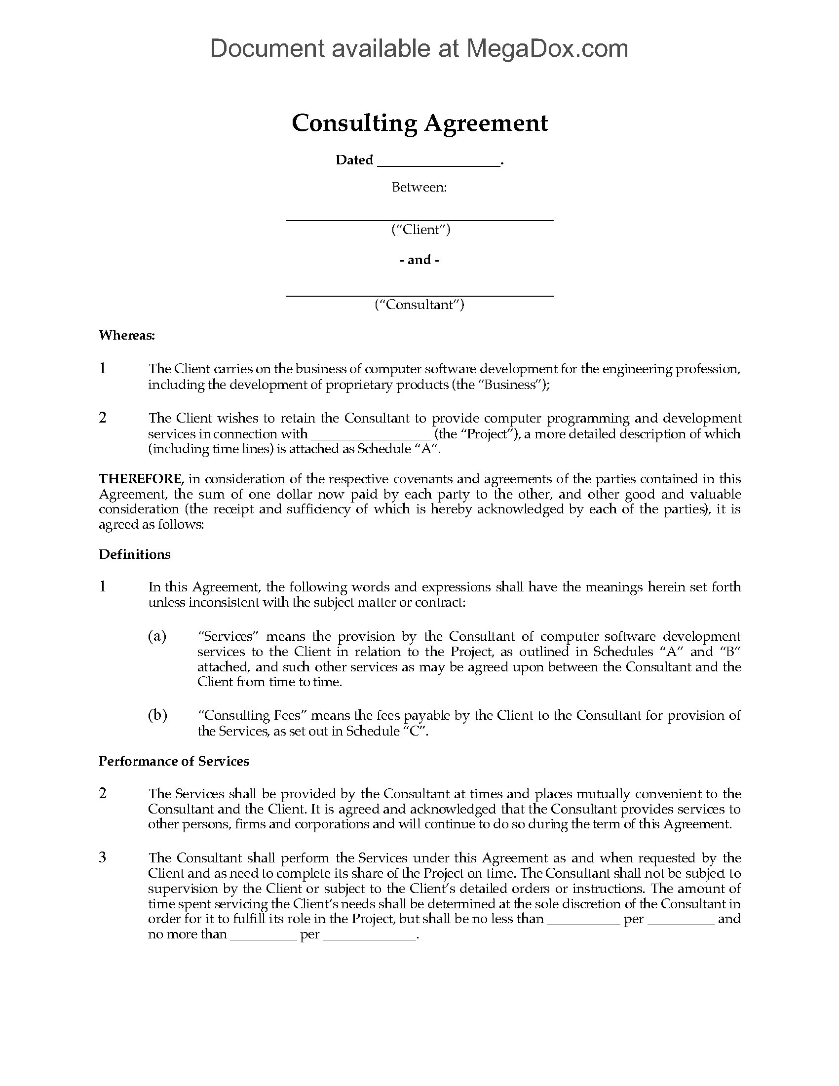 canada consulting agreement for software development