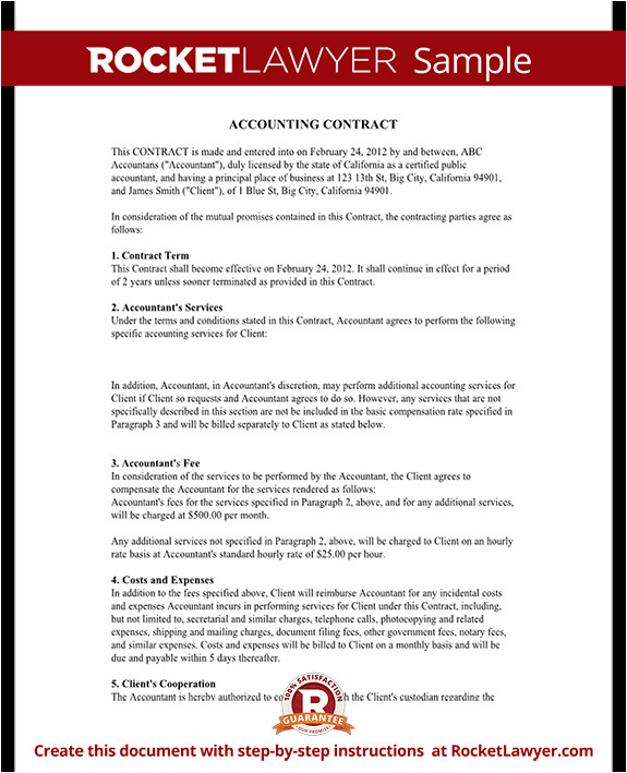 Contract for Accounting Services Template Bookkeeping Contract Agreement with Template