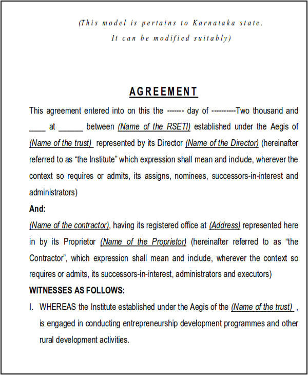 construction agreement forms