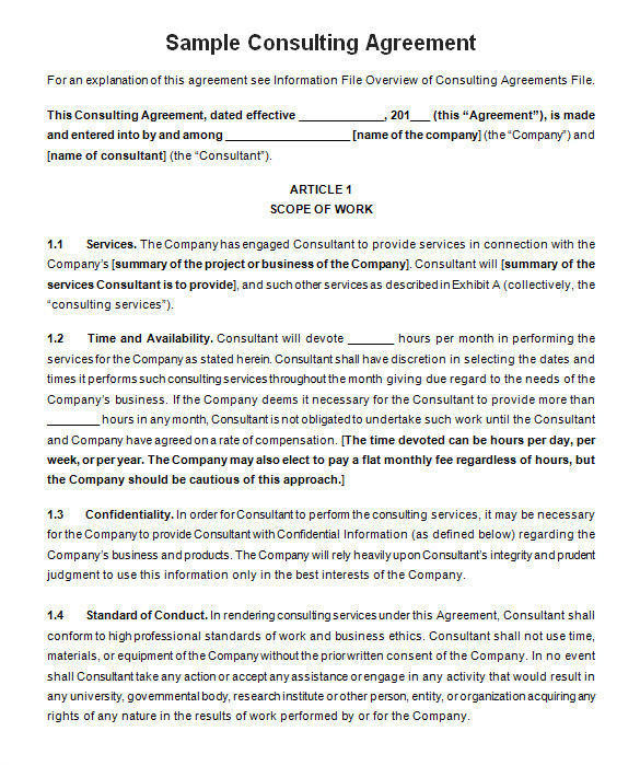 Contract for Consulting Services Template 17 Consulting Contract Templates Docs Pages Free