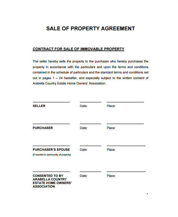 Contract for Sale Of Property Template 1 Contract for Sale Of Property Template 22 Sales Contract Templates Word Pages Free