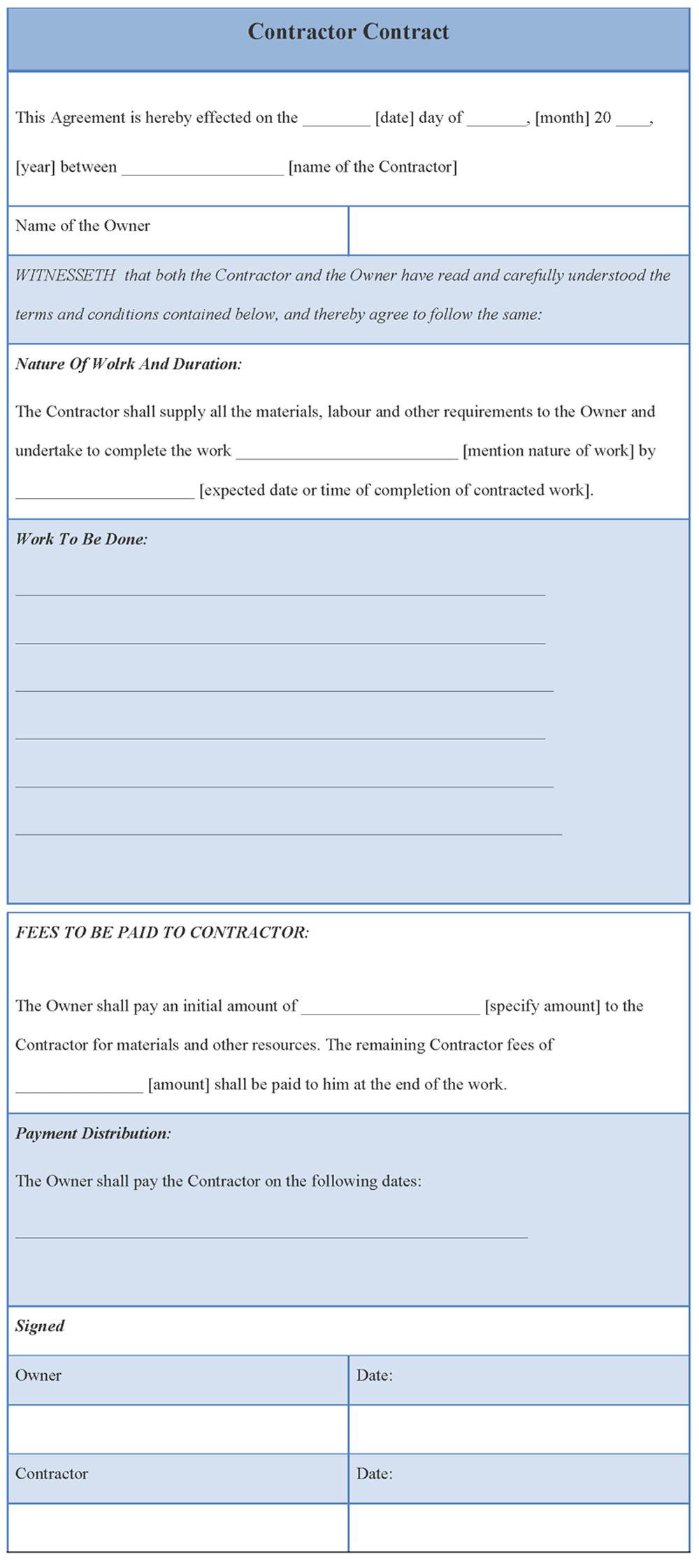 Contract for Work to Be Done Template 1 Contract for Work to Be Done Template Qualified Contractor Contract Agreement Template Example