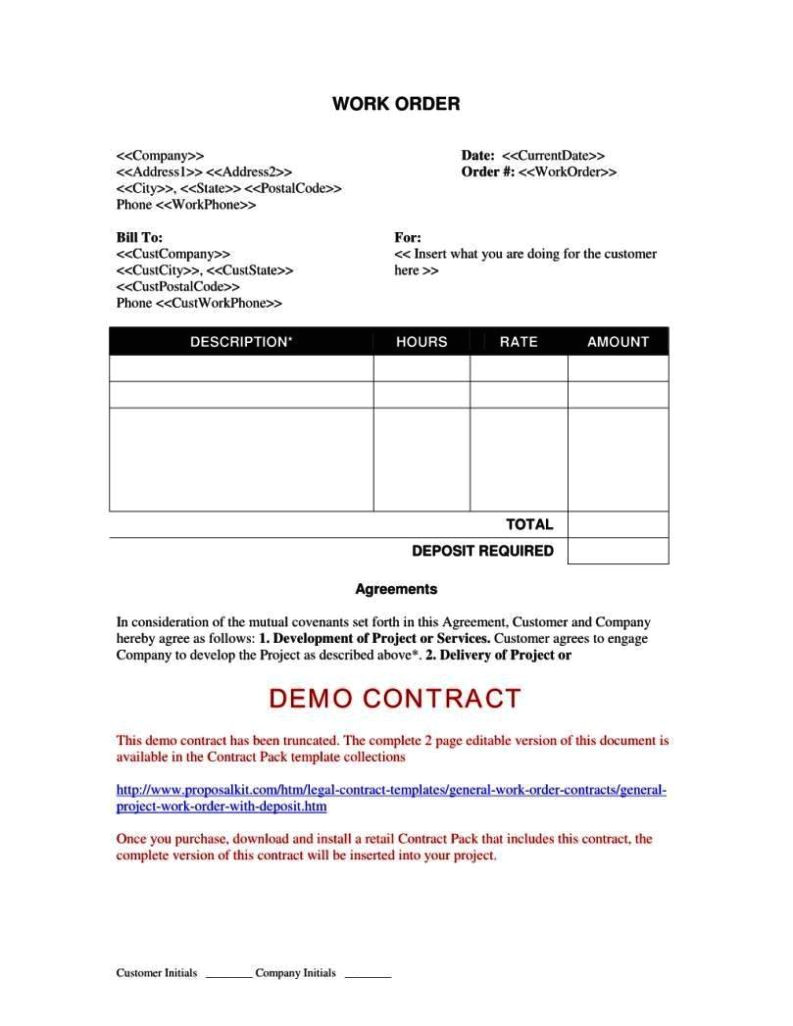 Contract for Work to Be Performed Template Contract for Work to Be Performed Template