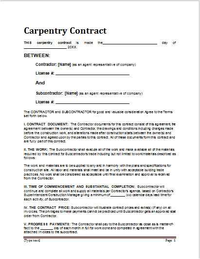 carpentry contract