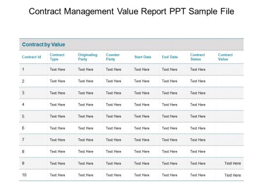 contract management value report ppt sample file