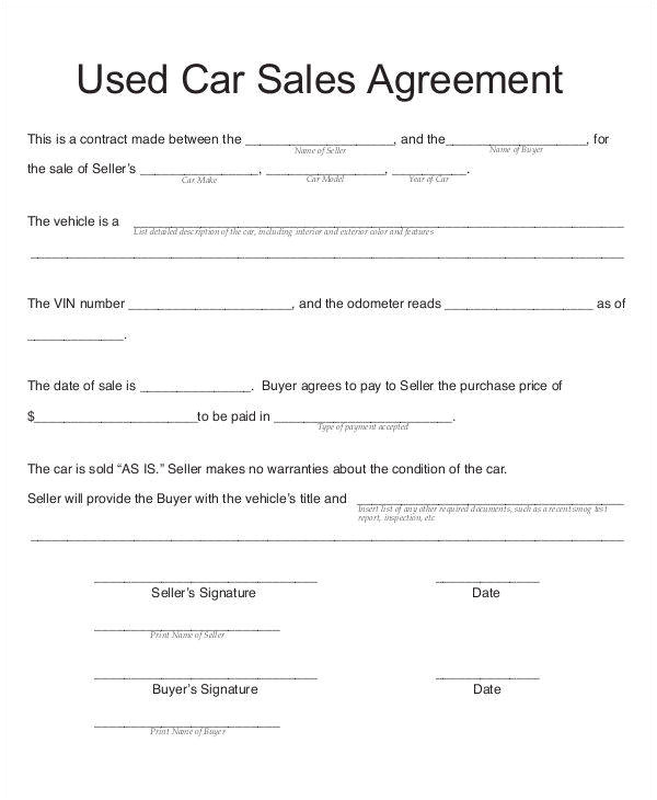 Contract Template for Selling A Car Privately 8 Car Sales Contract Samples Templates In Pdf