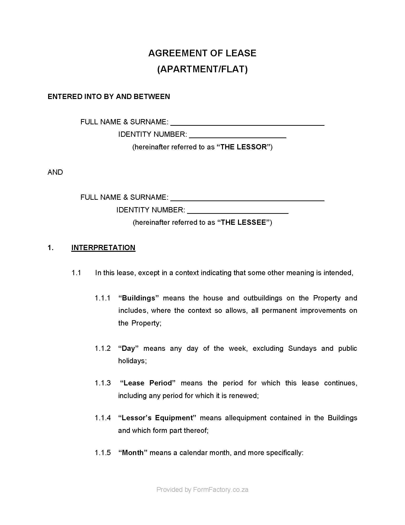 Contract Templates south Africa Download Residential Lease Agreement Template formfactory