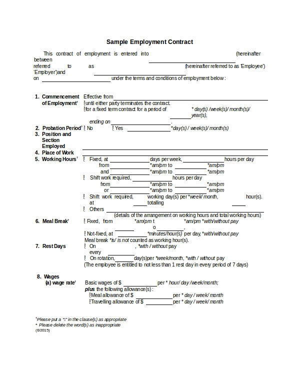 contract template