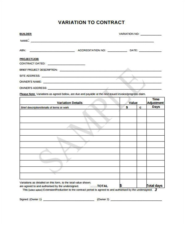 sample contract forms
