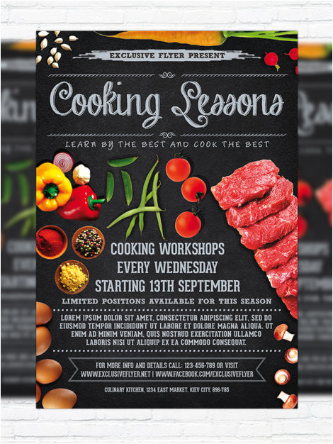 cooking lessons premium business flyer psd template